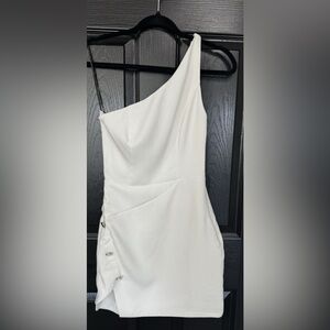 Revolve NBD Tere Mini Dress in Ivory One Shoulder | Size XS